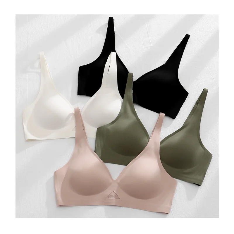 

Traceless Underwear Women Gather Adjustable Type Latex Lace Bra Without Underwire