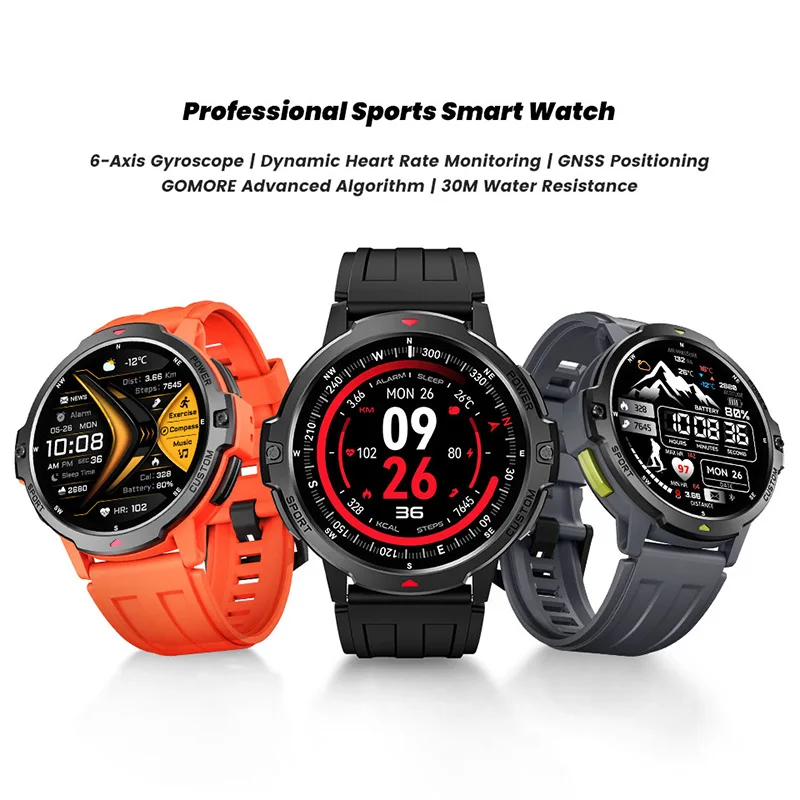 Orologio sportivo intelligente Posizionamento GNSS Monitoraggio dinamico della frequenza cardiaca Monitoraggio dello stress e del sonno Oltre 100 modalità sportive Orologio intelligente da uomo - Image 2