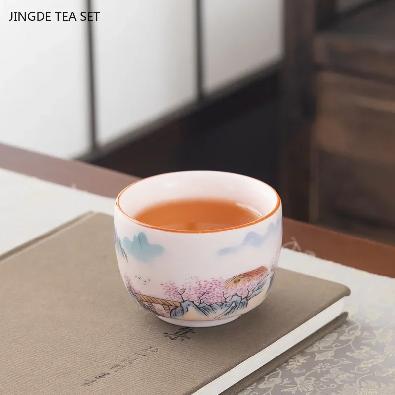 2pcs/80ml Chinese ceramic teacup set Beautiful portable beauty teacup Home Zen Master cup traditional tea accessories