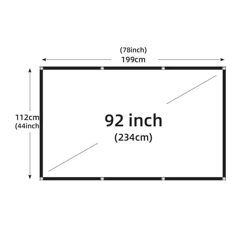 MIXITO Projection Curtain 16: 9 Ratio Hight-Density 60-200 Inch Foldable Anti-Crease Portable Movie Projector Screen - Image 10