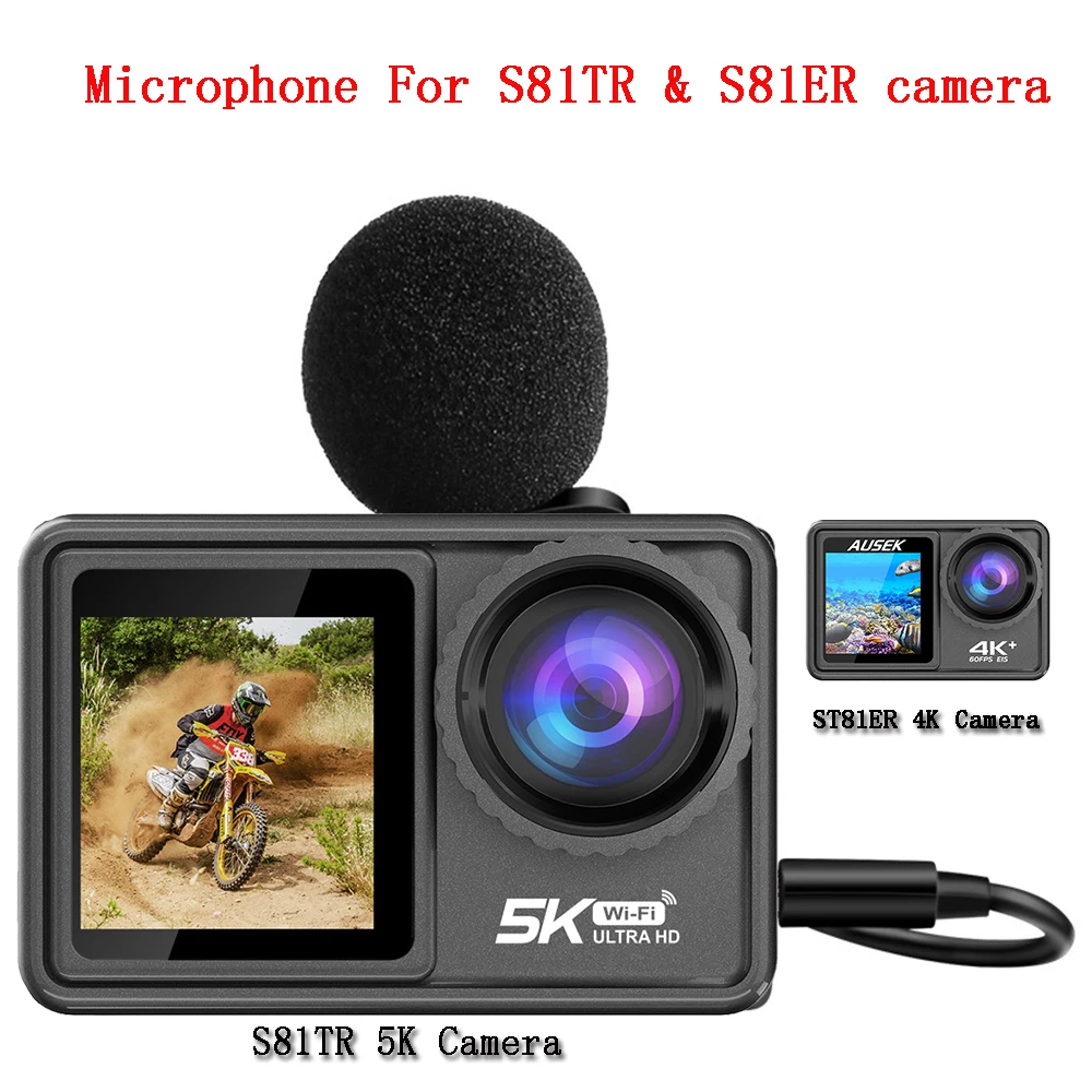 High Fidelity External Microphone For Go Waterproof Pro Sport Camera Action Camera Micro USB/Type-C Connector Cable Length 1.5M 5