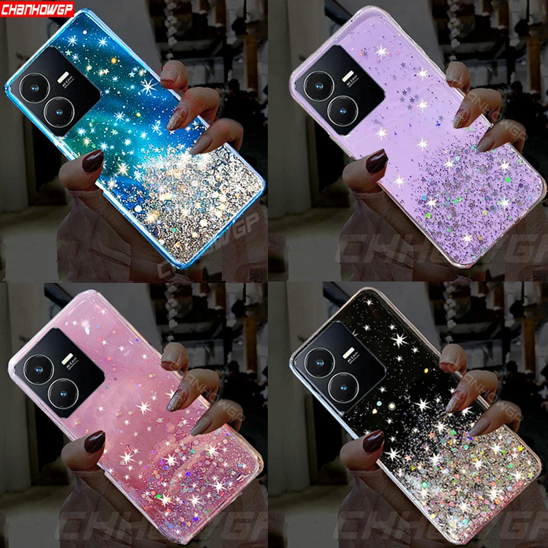 Paillettes Bling Doux Silicone Téléphone étui pour Vivo V25 V23E V23 V21 V20 Y21 Y02 Y20 Y33S Y30 Y75 Y70 Y51 Y15S Y12 TPU Couverture Arrière_voghion.com