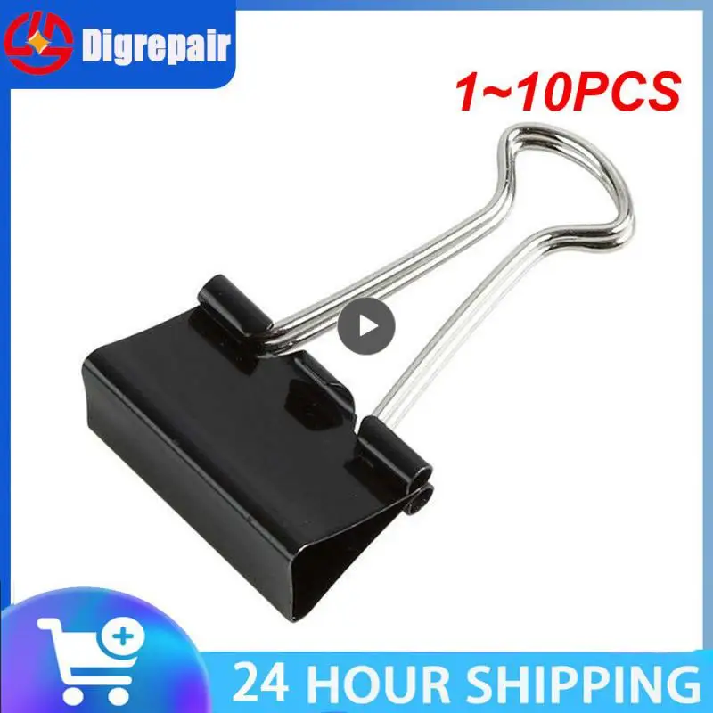 

1~10PCS pieces/Lot Black Metal Binder Clips 15/19/25/32/41/51mm Notes Letter Paper Clip Office Supplies Binding Securing clip