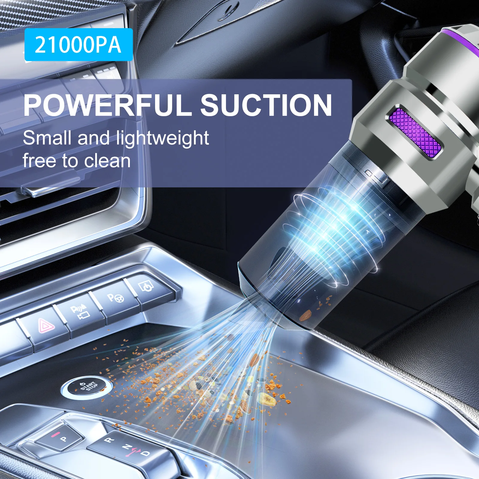 Wireless Car Vacuum Cleaner 21000PA High Power Car Tools Handheld Cleaning Machine Home and Office
