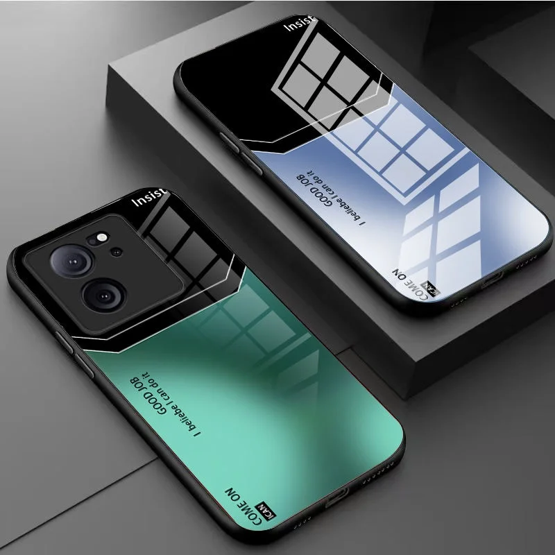 

For Xiaomi Mi 13T Pro Case Fashion Hard Tempered Glass Gradient Protective Back Cover Case For Xiaomi Mi13T Pro Phone Shell