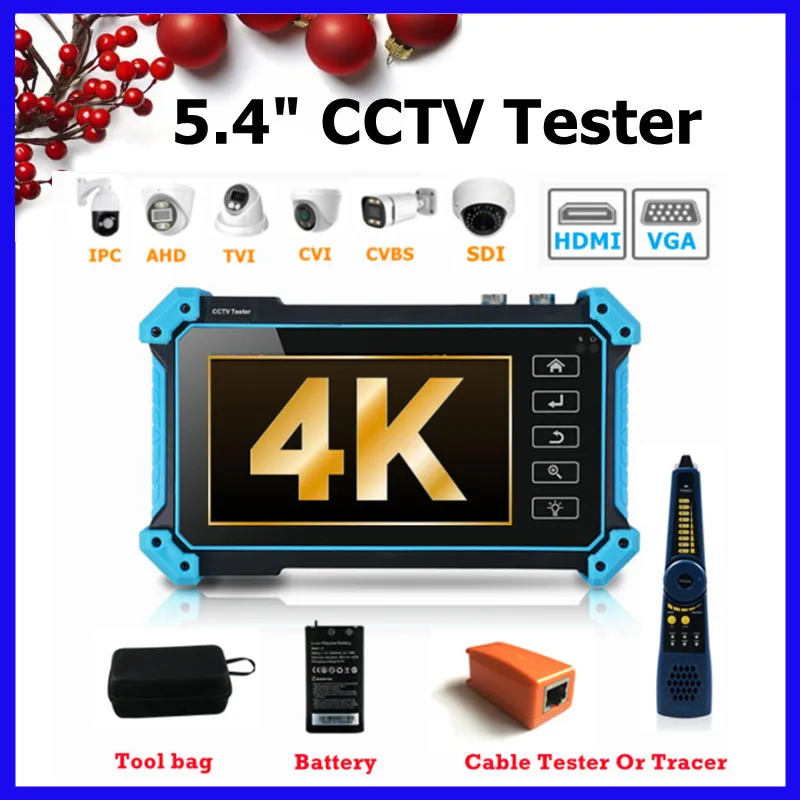 4K Cctv Ipc Tester 8Mp Ahd Cvi Tvi Sdi Tester Con Ingresso Hdmi Vga Monitor Cctv Per Test Telecamera Ip Tester Cftv Test Cavo Cctv