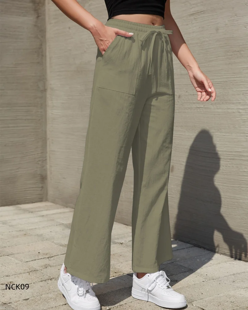 Women’s casual versatile spring and autumn pants comfortable everyday trousers green 3