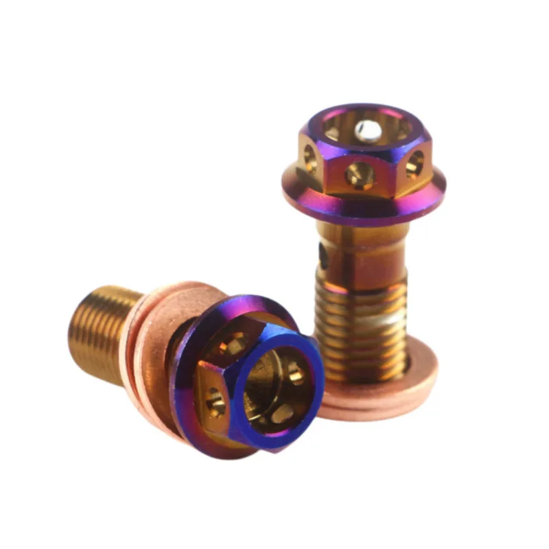 Motorcycle Banjo Bolt Brake Hose Screw M10*22mm*1.25mm 1.0mm Universal Hollow Outer Hexagonal Fine Tooth Disc Caliper