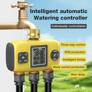 Smart Water Timer Intelligent 1/2/3-Outlet Automatic Irrigation Watering System Sprinkler Timer Garden Programmer LCD Display 1