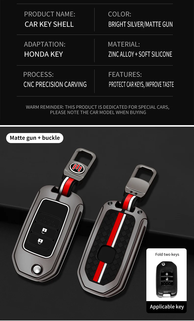 Custodia per chiave a distanza per auto in metallo Shell Fob per Honda Civic CRV CR-V HRV Accord Crider Odyssey Fit Pilot Protector Bag accessori - S0ab3105477a84dbe891b5d8dc086b77eu