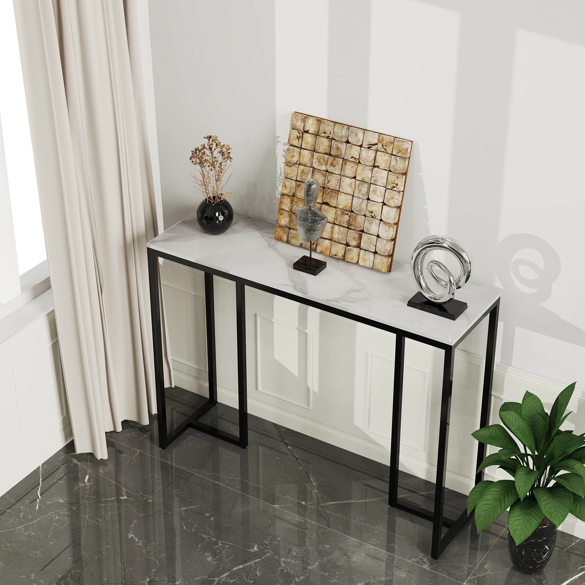 Light Luxury Modern Console Marble Living Room Sofa Tables Nordic Home Iron Sofa Table Furniture Bedroom Decoration — view 4