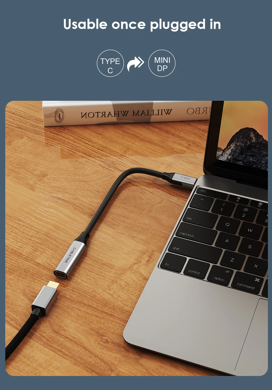 CABLETIME USB-C auf Mini DisplayPort Adapter 4K 60Hz für MacBook Huawei Samsung S20 Mini DP Konverter Laptop Display Adapter – Detail 5