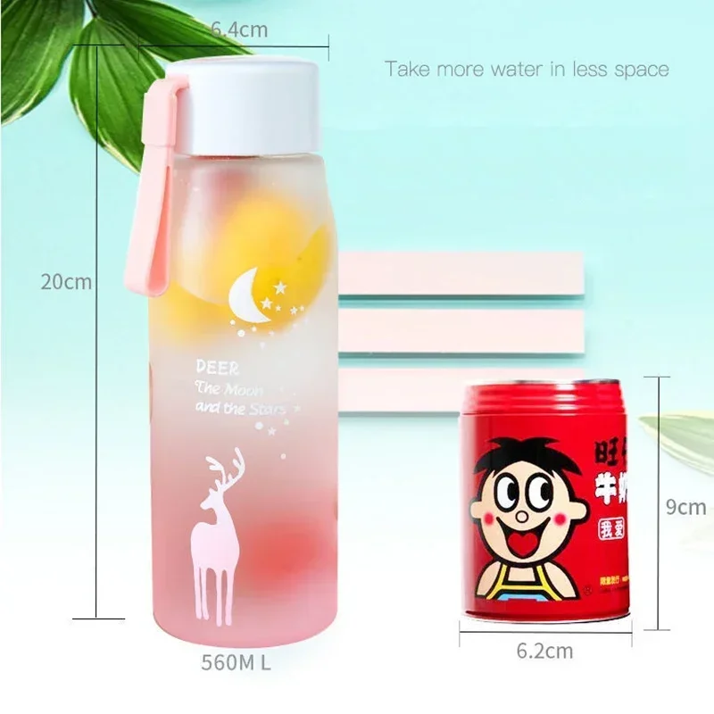Transparent Summer Small Daisy Flower Plastic Water Cup Outdoor Sports Student Cup Creative Gift Square Bottles Direct Drinking