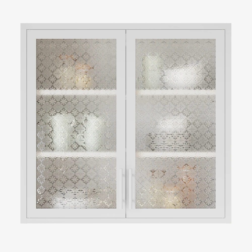 Retro Style Wall Mounted Cabinet Table-Top Storage Cabinet with Hazy Glass Doors and 2 Adjustable Shelves for Bathroom Kitchen L 6