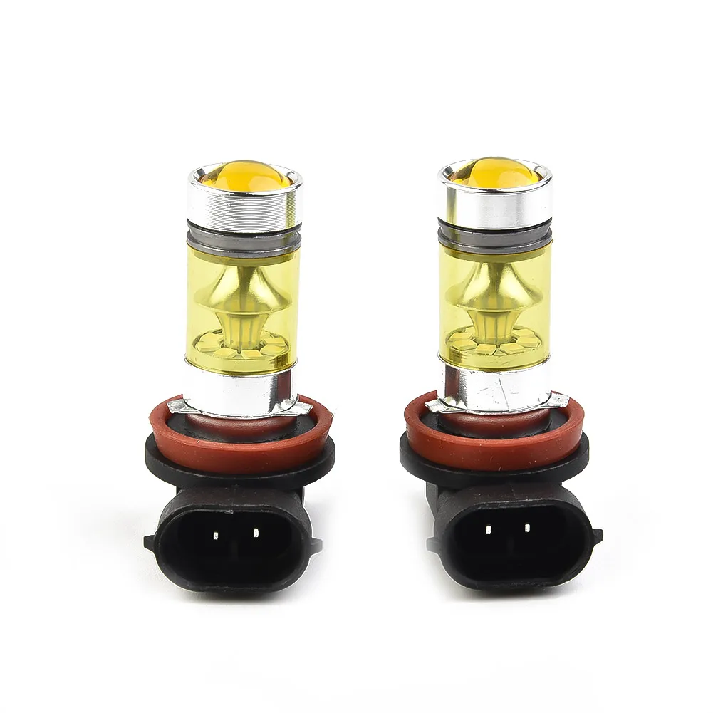 Lâmpadas de nevoeiro amarelo Super Bright LED, H11, H8, 4300K, 100W, 1500lm, Day Running, Lâmpada do carro, Acessórios de iluminação, Conjunto de 2 pcs