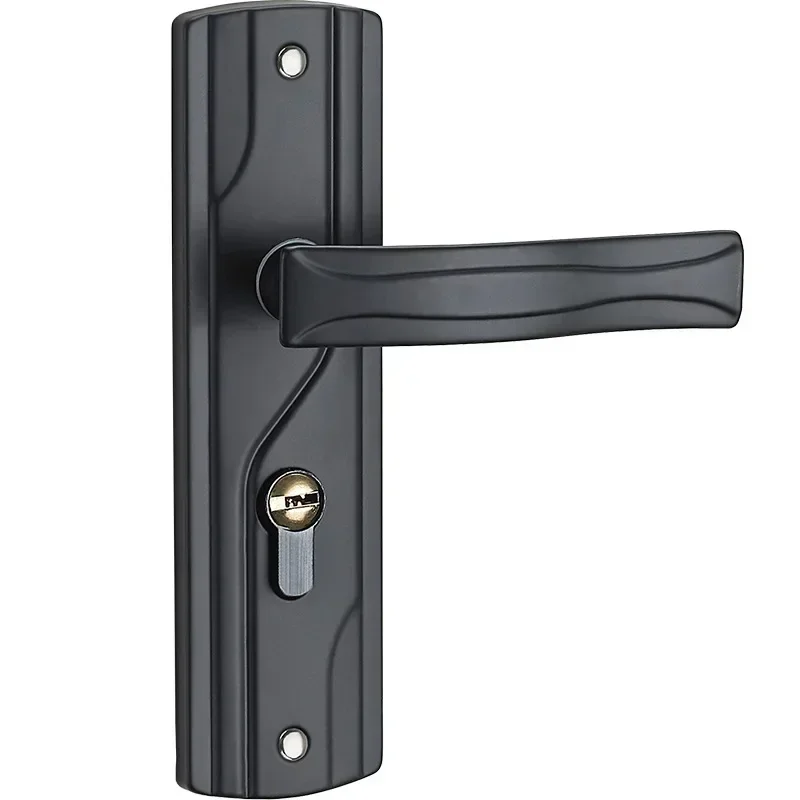 Black Door Handle Lock Keys Set Bedroom Set Silent Bearing Black Large Knob Manganese Steel Universal for Livingroom
