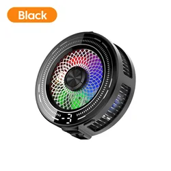 Compact Magnetic Phone Cooler with Digital Display and RGB Lights - Powerful Cooling Fan (Black)