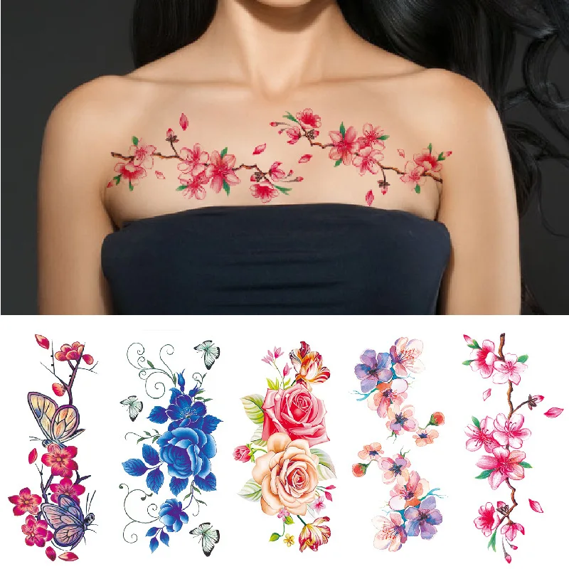 

1 Sheet Temporary Tattoo Waterproof Rose Stickers Women Long Lasting Sexy Tattoos Hands Arm Body Leg Art Temporary Tattoos
