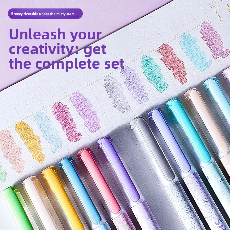 Vibrant Glitter Fluorescent Marker Set