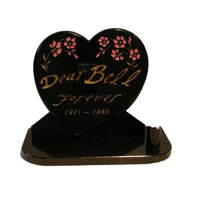 Granite Stone Headstone for Pet Memorial Gravestone Heart Shape DIY Cat Tombstone Bird Monument With Picture