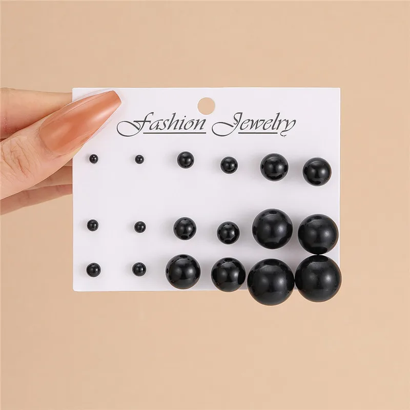 Female Pearl Earrings Set Bohemian Geometric Stud Earrings For Women Fashion Jewelry Gifts 12 pairs/set
