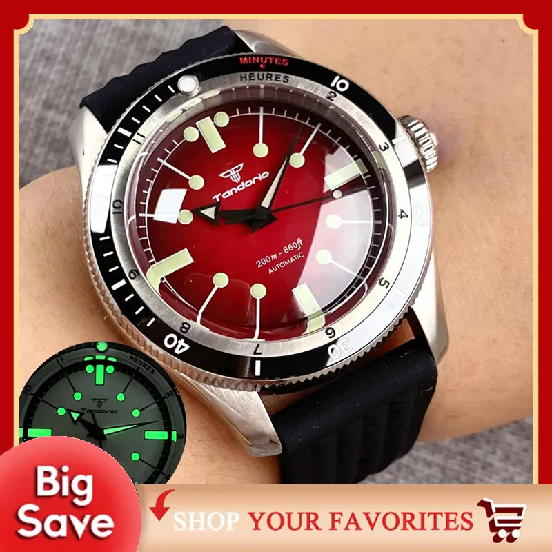 Tandorio Red Blue 40mm PT5000 NH35 Mechanical Automatic