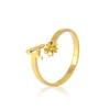Amaxer Tiny Initial Letter Rings For Women Stainless Steel Flower Alphabet Finger Adjustable A-Z Ring Boho Aesthetic Jewelry Gif 5