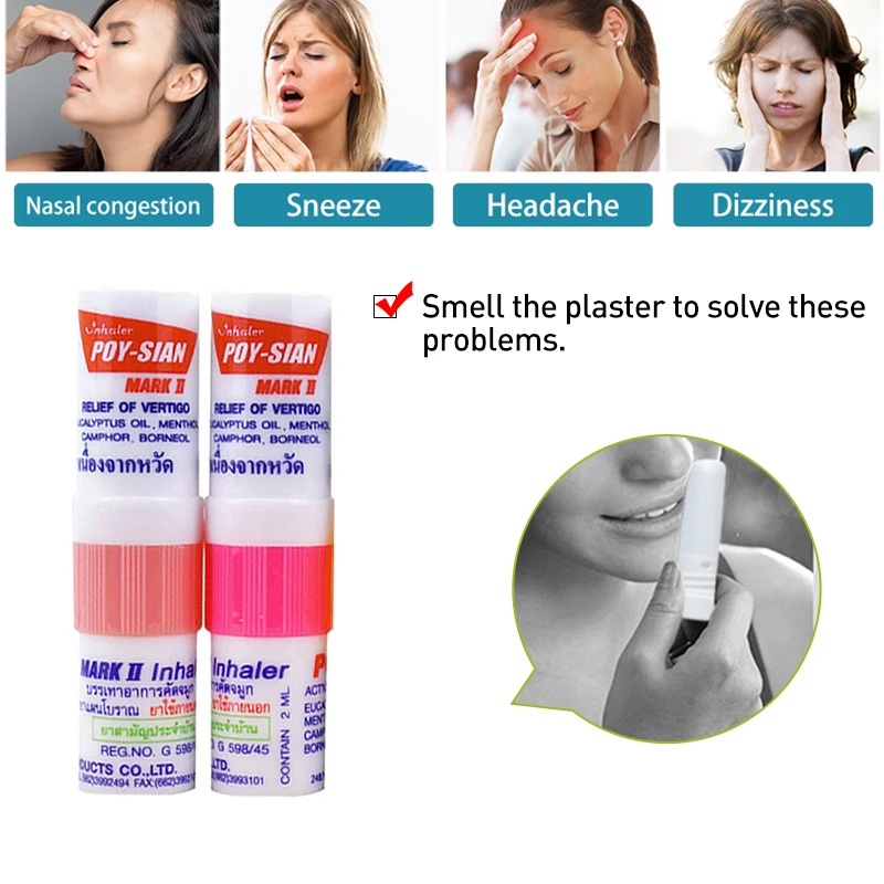 6 pcs Thailand Mint Nasal Inhaler Cure Stuffy Nose Rhinitis Nasal Aspirator Bracing Breezy Asthma Refreshing Aroma Oil Stick nasal inhaler
