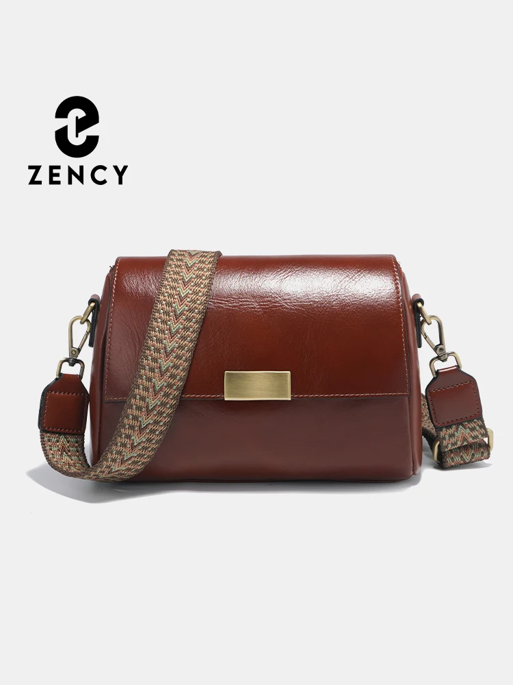 

Zency Genuine Leather Luxury Designer Handbag For Women Large Capacity Shoulder Bag For Commuter Ladies Handbag Retro Black