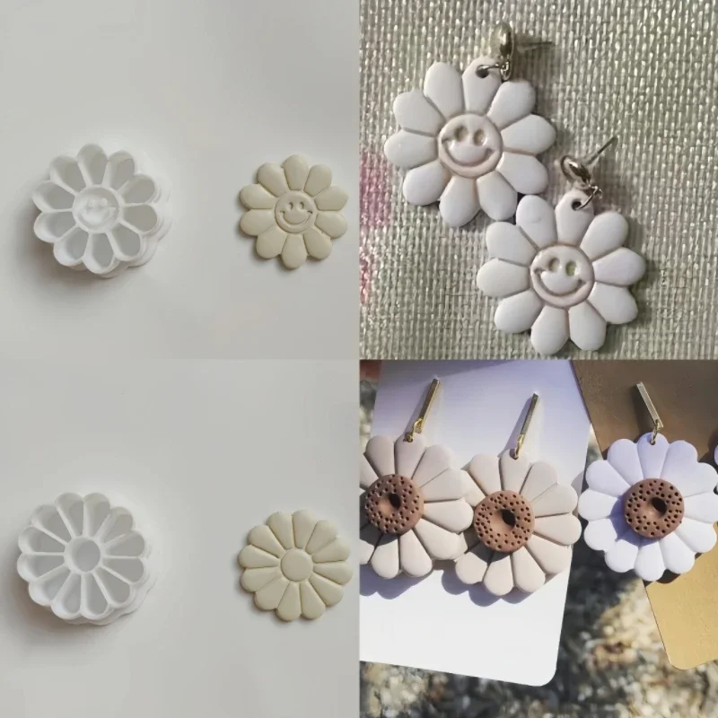 Flower Series /Chrysanthemum/Rose/Smiley Face Flower Polymer Clay Cutter Earrings Clay Mold Jewelry Ceramic Pendant Mold