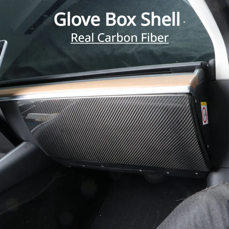 For Tesla Model 3 Model Y Glove Box Sticker Real Carbon Fiber Shell Dry Carbon 3K 240G Handmade Car Modification Lef