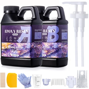 Kit di resina epossidica cristallina 1:1 da 1000 ml Colla per resina artistica ad asciugatura rapida per rivestimento e fusione artigianale fai da te per la creazione di gioielli 1