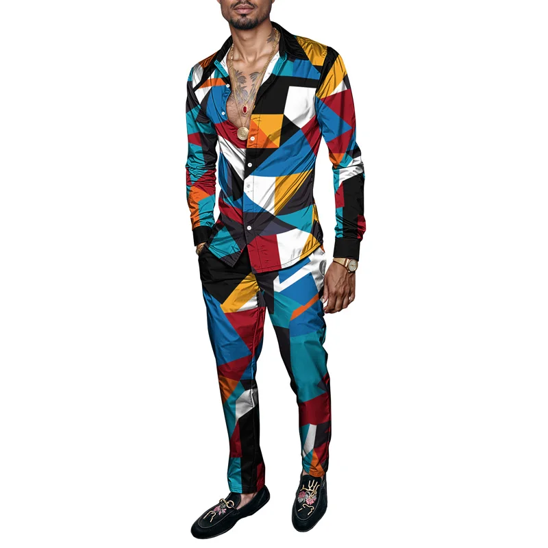 2025 Spring Summer Men Shirt Set Brand Print Fashion Simple Two Piece Set Mens Luxury Lightweight Party Long Sleeves Suit Casual_voghion.com