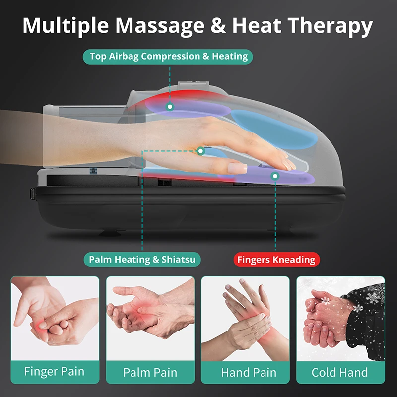 Wireless Electric Hand Massager with Air Compression & Heat – Deep Palm Acupressure, Finger Pain Relief, Arthritis & Numbness Therapy Device - Image 5