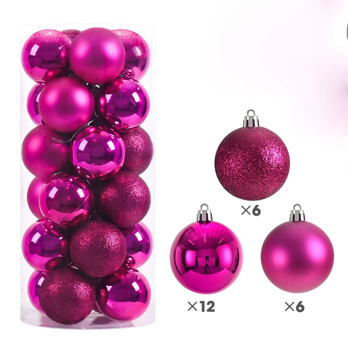thumbnail image 1 of 24 bolas navideñas de 4/6 cm, bolas grandes para árbol de Navidad, adornos colgantes para decoración de fiestas en el hogar, accesorios para regalos de Navidad de Año Nuevo 2025, 1 of 5