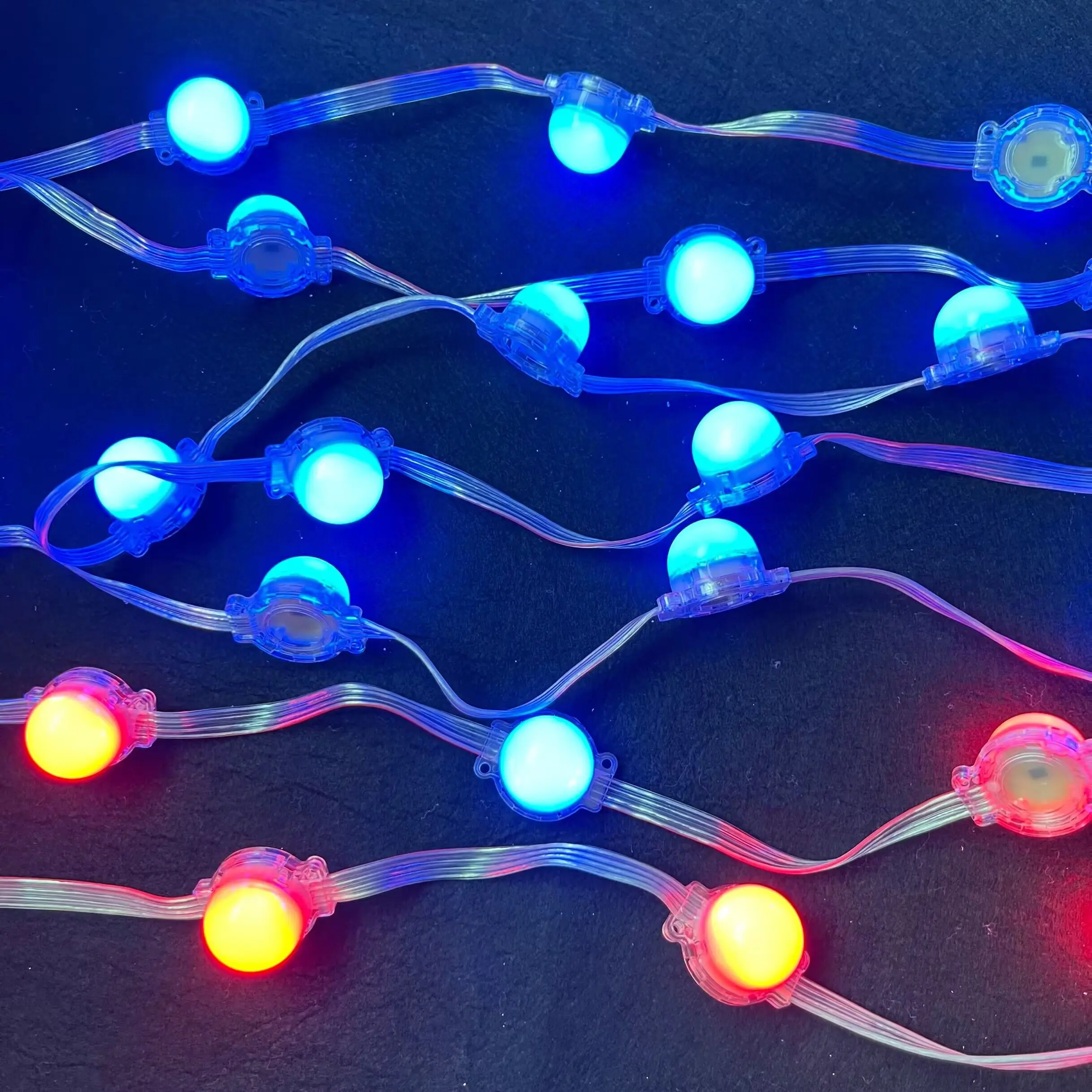 30mm diameter DC12V;addressable RGB full color IP68 GS8206 pixel module 3pcs 5050 led;with backup signal line;frosted cover