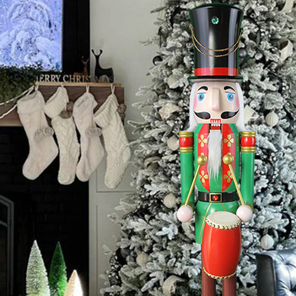 

CDL Nutcracker Drummer Soldier 4 feet XL High Green and Red Christmas Wooden Large Drummer Soldier Christmas Decorations K37