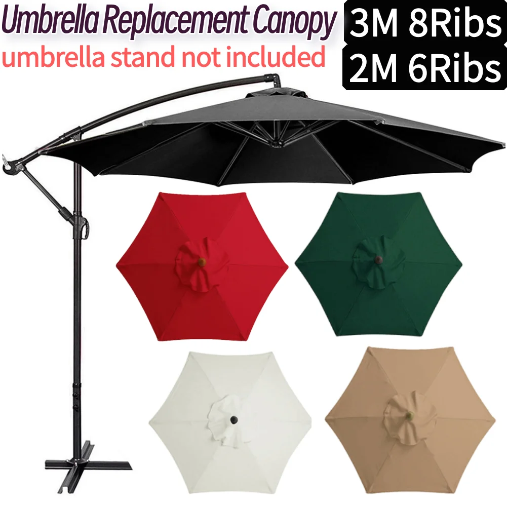 6/8Bones Parasol Umbrella Surface Without Stand 2m Parasol Replaceable Cloth UV Protection Detachable for Outdoor Beach Garden