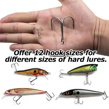 100Pcs 2# 4# 6# 8# 10# Super Strong Fishing Hook High Carbon Steel Treble Overturned Hooks Fishing Tackle Round Bend Treble Bait 2