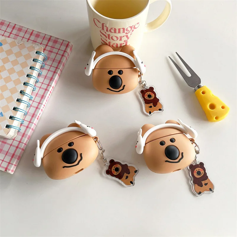 

3D Cute Cartoon Bear Case for AirPods Pro2 Airpod Pro 1 2 3 Bluetooth Earbuds Charging Box Protective Earphone Case Cover