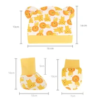 Newborn Cute Cartoon Hat+Gloves+Socks Set for Baby Boy Girl Cotton Casual Photography Props Soft Headwear Infant Beanie Nightcap 5