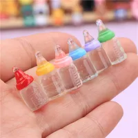 6Pcs Colorful Resin Simulation Mini Milk Bottle Miniature Baby bottle Super Cute Transparent Bottle 1:12 Dollhouse Accessories 1