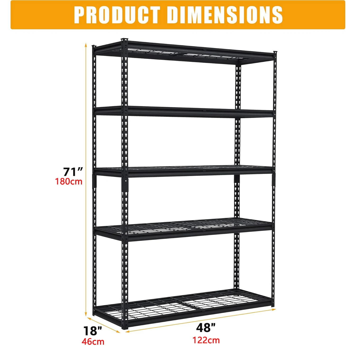 Estantería de garaje de 5 niveles, estantes de almacenamiento de Metal ajustables, estantería resistente de capacidad, unidad de estante de Metal para cocina de garaje