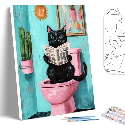 SDOYUNO Painting By Numbers Acrylic Bathroom Black Cat Drawing By Numbers Personalized Gift Handwork Diy Living Room Decoration - Image 3