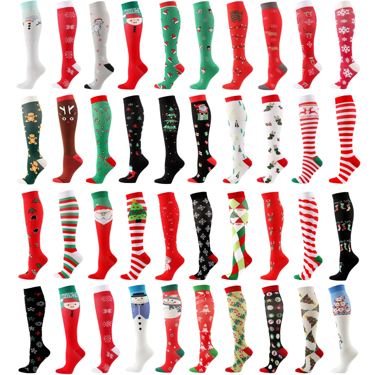 Christmas Socks Compression Socks Running For Men Women To Promote Blood Circulation Travel Outdoor Cycling Hiking Rugby