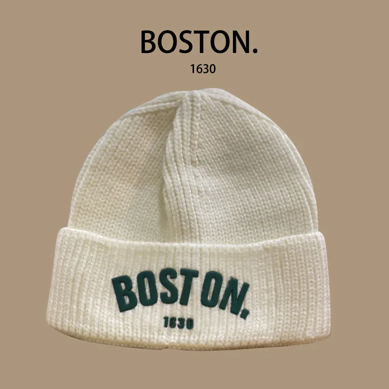Kids/Adlut Beanies American Retro Wool Knitted Hat Pupolar Letter Boston Casual Street Boy's or Girl Winter Warm Cold Hats Male 6