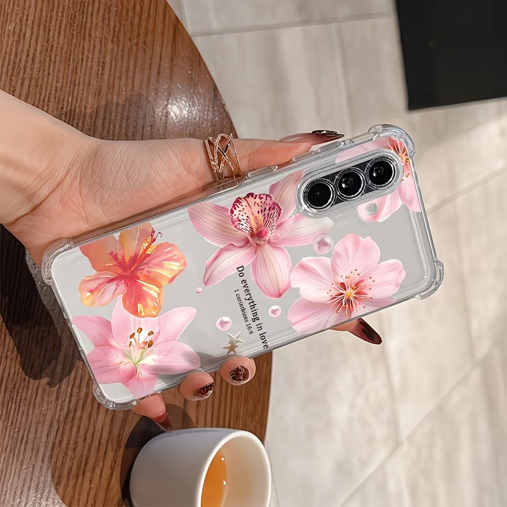 Floral Design Style Clear TPU Anti-Fall Phone Case