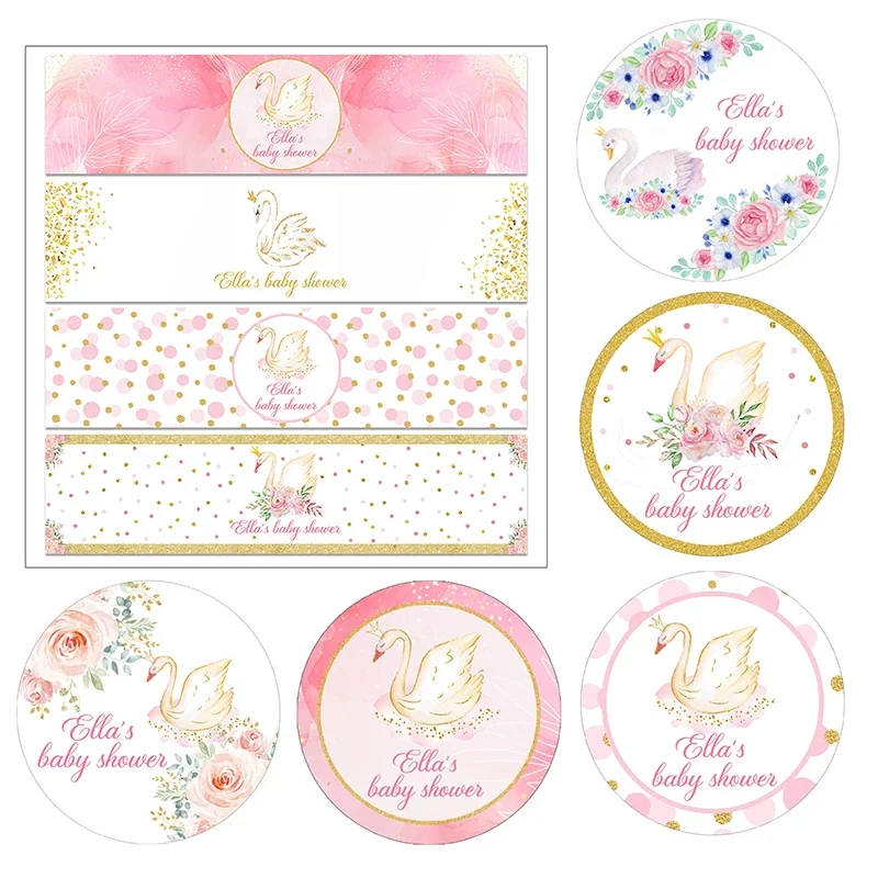 

30/100 шт., самоклеящиеся наклейки в виде лебедя для девочек