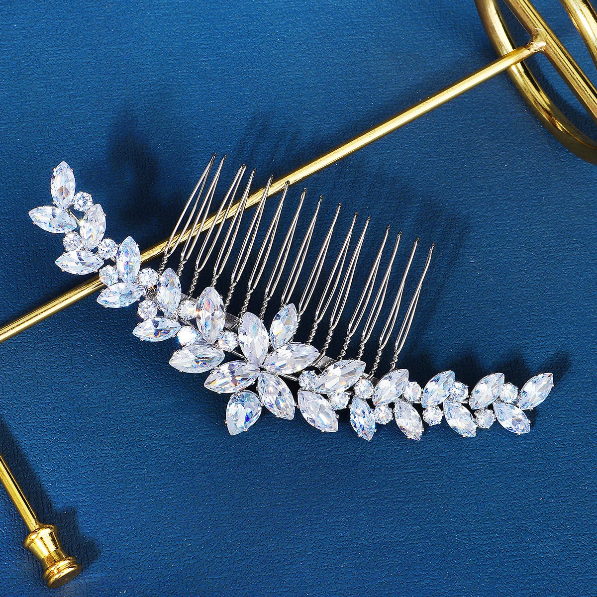 S0ab4aa320bce4689be8953812736c40dw Bridal Wedding Hair Accessories Crystal gold Silver Color Hair Combs for Women Bride Headpiece Party Jewelry Bridesmaid Gift Mallzona