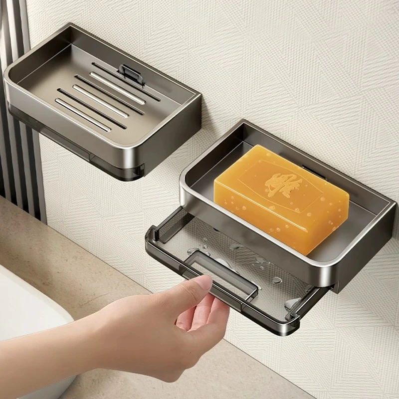 Soap Holder Metal Iron Without Drilling Bathroom Soap Dish Drain Water Wall Dish Organizer Accessories